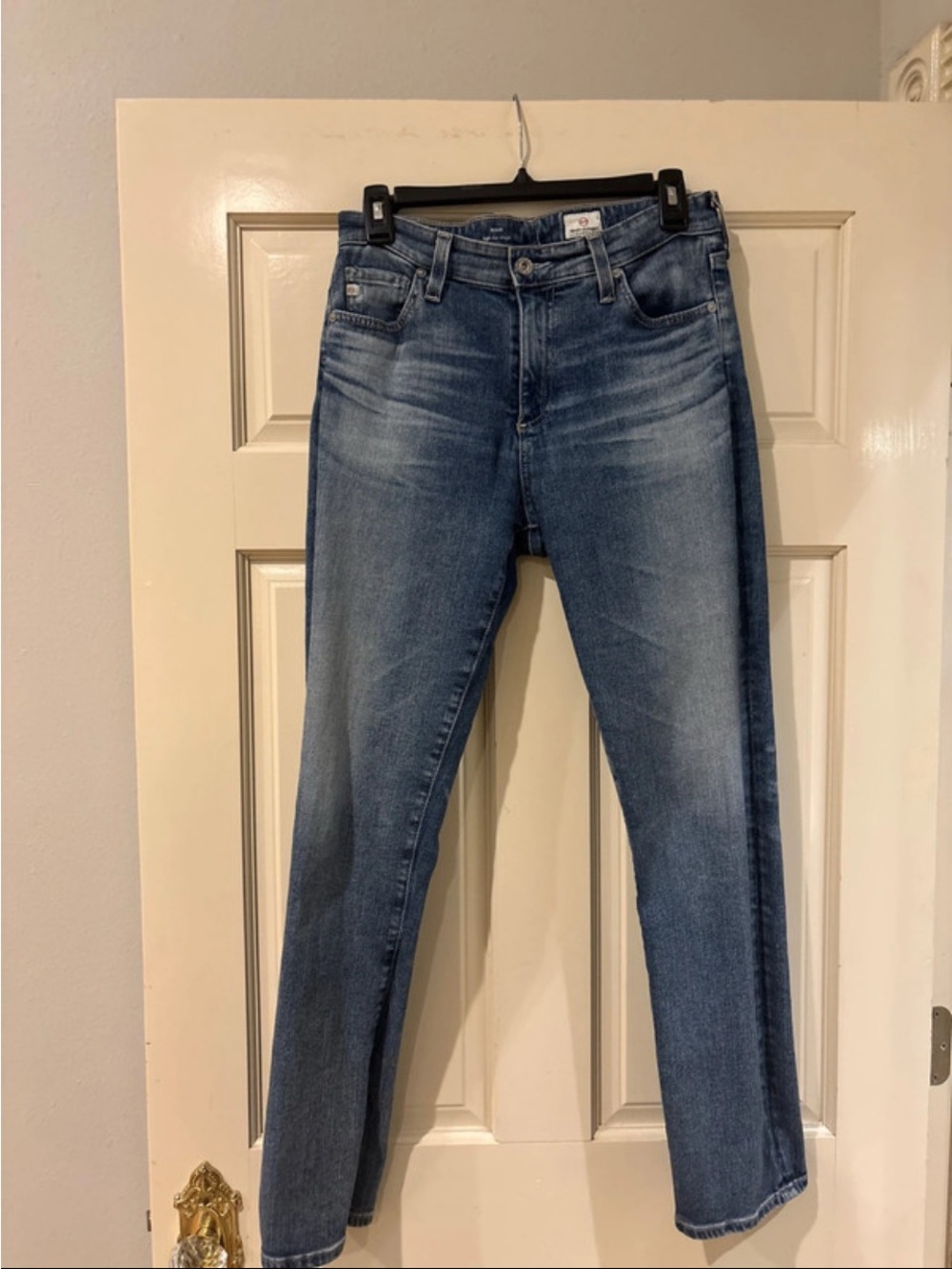 Ag Adriano Goldschmied Women’s Blue Washed Straight-Leg Jeans
